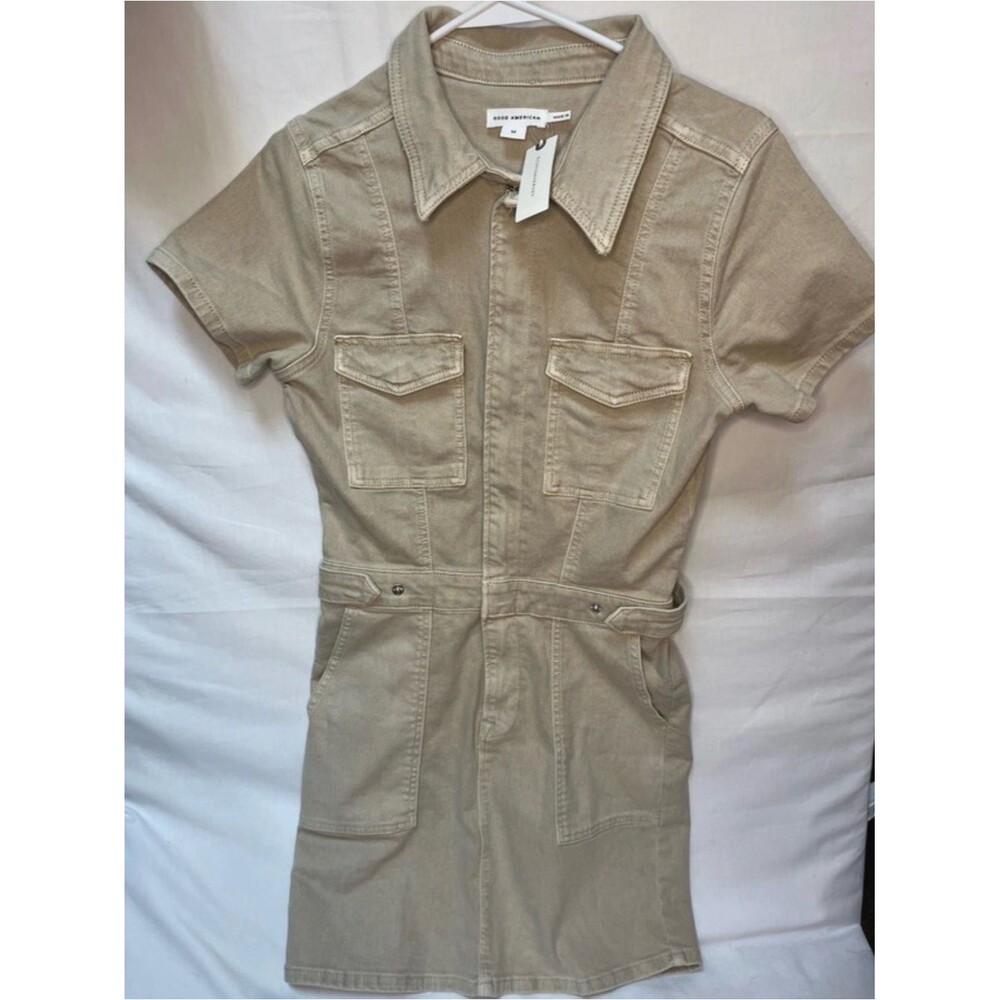 Good-american Women's Tan and Cream Dress